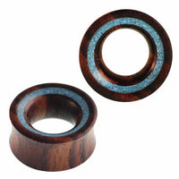 Load image into Gallery viewer, Tunnel Tigerebenholz crushed Türkis Rim dünn double flared Handarbeit
