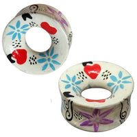 Load image into Gallery viewer, Holz Tunnel Herz Blume blau lila rot Plug Ohrschmuck Teakholz Ohrstecker Ohrringe Expander
