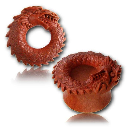 Holz Tunnel Sawoholz Viking Midgardschlange handgeschnitzt Tribal Plug Expander