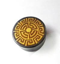 Load image into Gallery viewer, Plug Tamarindenholz griechisch Sonne Ornament Spiralen Inlay double flared flach
