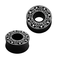 Load image into Gallery viewer, Flesh Tunnel Sternenkranz dick weiß Resin Sono Holz
