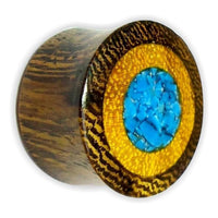 Cargar imagen en el visor de la galería, Flesh Plug Ringe crushed Türkis Jackfrucht Parasitholz
