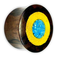 Load image into Gallery viewer, Flesh Plug Ringe crushed Türkis Jackfrucht Tigerebenholz
