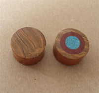 Load image into Gallery viewer, Plug Ringe crushed Türkis Sawoholz Teakholz double flared
