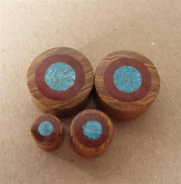 Load image into Gallery viewer, Plug Ringe crushed Türkis Sawoholz Teakholz double flared
