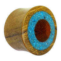 Load image into Gallery viewer, Flesh Plug Ringe Sawoholz crushed Türkis Teakholz Holz
