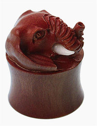 Cargar imagen en el visor de la galería, Holz Plug braun Elefant Bone Stoßzähne plastisch Tunnel Tribal Expander Organic
