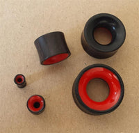 Load image into Gallery viewer, Flesh Plug Eisenholz Holz dunkel double flared rot Resin Inlay Ohr Piercing
