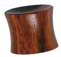 Load image into Gallery viewer, The Sono Holz Plug natürliche Maserung braun Tribal features a flared, hourglass shape and smooth, polished surface that highlights its natural wood grain—ideal for flesh piercings.
