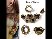 Load image into Gallery viewer, Brass Tunnel Lotus Blume antique Finish gold Plug
