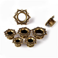 Load image into Gallery viewer, Brass Tunnel Lotus Blume antique Finish gold Plug
