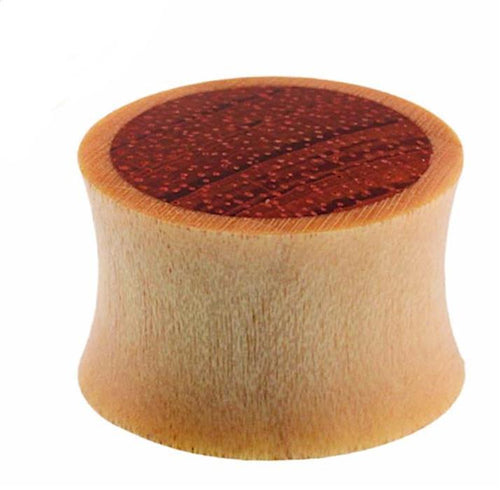 Tribal teak wood plug, light inside dark, hand-carved wooden plug, tunnel ear stud expander