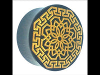 Load image into Gallery viewer, Holz Plug Blumen Wabe gold double flared
