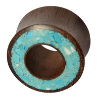 Load image into Gallery viewer, Holz Tunnel Sonoholz Crushed Türkis Stein Inlay Rim
