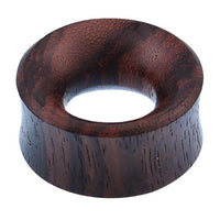 Load image into Gallery viewer, A double flared Flesh Tunnel Sonoholz Maserung in dark brown with a wide outer edge, smooth polished surface, and a large central hole.
