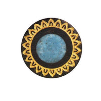 Load image into Gallery viewer, Plug Sonoholz crushed Türkis Stein Inlay Blume gold double flared
