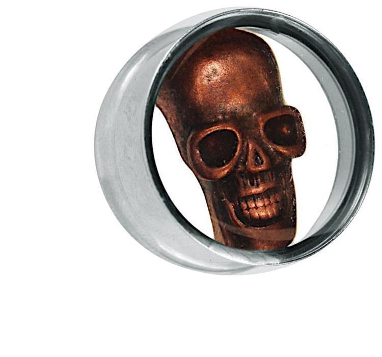 Plug Tunnel silbern Edelstahl kupferfarben Metall Skull Acryl transparent Piercing