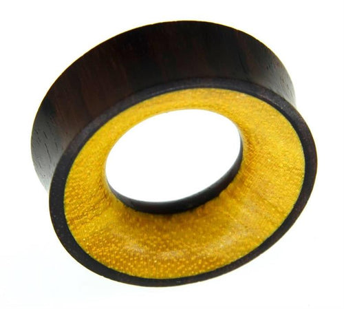 Holz FleshTunnel Eisenholz schwarz Jackfrucht Inlay hell