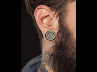 Cargar imagen en el visor de la galería, Holz Plug Blumen Wabe silber double flared
