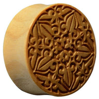 Load image into Gallery viewer, Krokodil Holz Plug Schwertlilien Stern double flared
