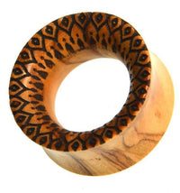 Load image into Gallery viewer, Holz Plug Olivenholz Sonnenblume handmade double flared
