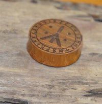 Cargar imagen en el visor de la galería, Holz Plug Teakholz Rune Leben Tod Punkte double flared
