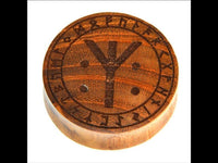 Cargar imagen en el visor de la galería, Holz Plug Teakholz Rune Leben Tod Punkte double flared
