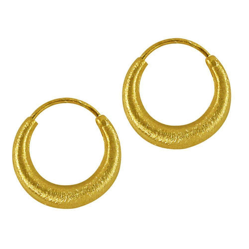 Silberohrringe vergoldet dick Hoops gebürstet 925er Sterlingsilber verschiedene Größen