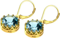 Load image into Gallery viewer, Silberohrringe Krone rund Topas blau facettiert 1 micron vergoldet 925er Sterling Silber 10 mm
