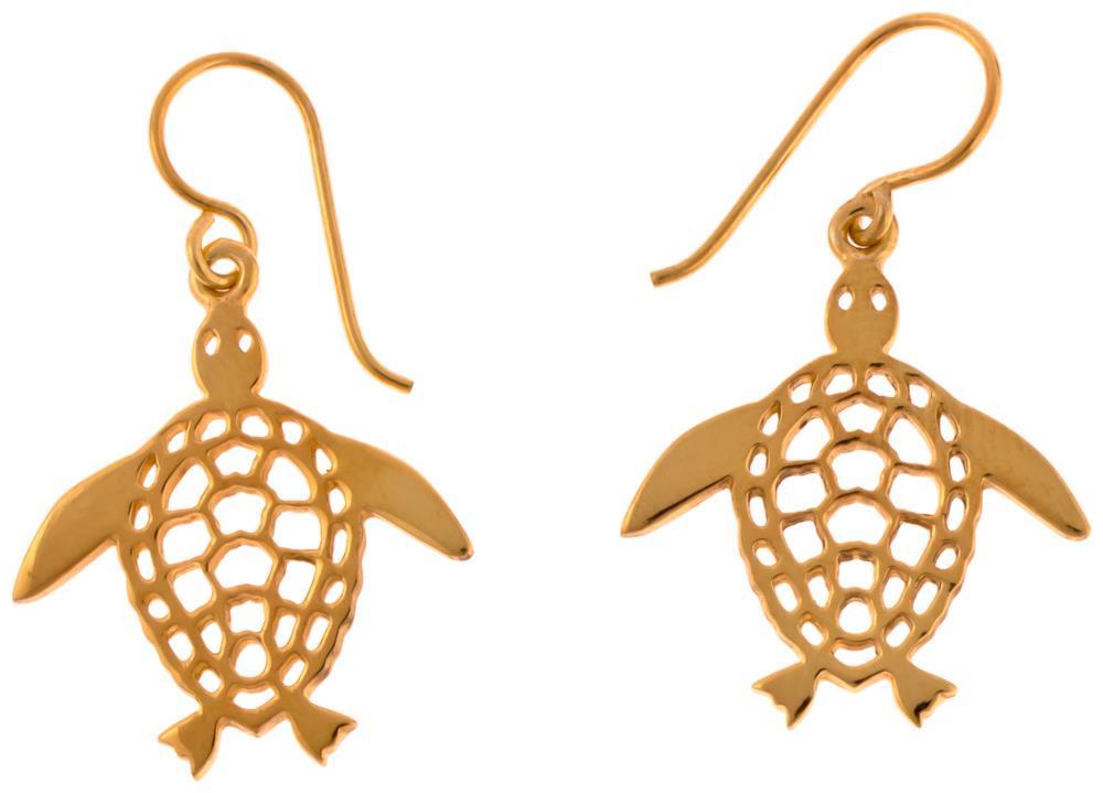 Silberohrringe vergoldet Schildkröte glänzend gestanzt 925er Sterling Silber Animal Design Ohrringe