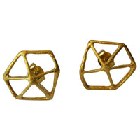 Load image into Gallery viewer, Ohrstecker vergoldet 925 Silber Gitter Wabe erhöht
