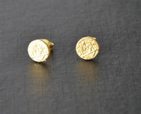 Load image into Gallery viewer, Ohrstecker vergoldet 925 Silber Scheibe uneben 9mm
