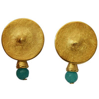 Load image into Gallery viewer, Ohrstecker vergoldet 925 Silber Knopf Stein türkis
