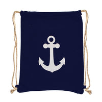 Load image into Gallery viewer, Turnbeutel bunt Rucksack Canvas Anker verstellbar Kordel 34 x 42 cm
