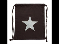 Load image into Gallery viewer, Turnbeutel Rucksack Canvas Stern weiß silbern golden verstellbar Kordel 34x42 cm
