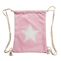 Load image into Gallery viewer, Turnbeutel Rucksack Canvas Stern weiß silbern golden verstellbar Kordel 34x42 cm
