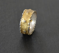 Load image into Gallery viewer, Ring vergoldet 925 Sterlingsilber Bandring Punkte
