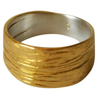 Cargar imagen en el visor de la galería, Silberring vergoldet 925 Sterlingsilber Bandring Linien
