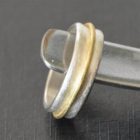 Load image into Gallery viewer, Silberring 925 Sterlingsilber vergoldet gebürstet Ring 7mm
