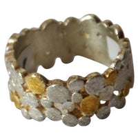 Load image into Gallery viewer, Ring vergoldet 925 Sterlingsilber Bandring Kreise
