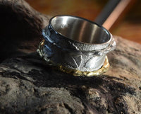 Load image into Gallery viewer, Ring Silber vergoldet Ringe beweglich Blätter Textur
