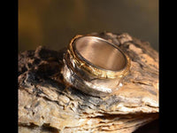 Load image into Gallery viewer, Ring Silber vergoldet Ringe beweglich Blätter Textur
