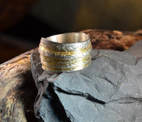 Cargar imagen en el visor de la galería, Ring Silber 925 vergoldet gebürstet Bänder Bandring
