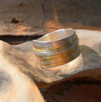 Cargar imagen en el visor de la galería, Ring Silber 925 vergoldet gebürstet Bänder Bandring
