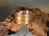 Cargar imagen en el visor de la galería, Ring Silber 925 vergoldet gebürstet Bänder Bandring
