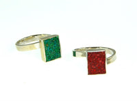 Cargar imagen en el visor de la galería, Ring 925 Silber Rechteck crushed Stein verstellbar
