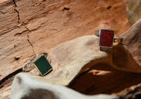 Cargar imagen en el visor de la galería, Ring 925 Silber Rechteck crushed Stein verstellbar
