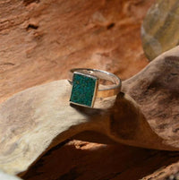 Cargar imagen en el visor de la galería, Ring 925 Silber Rechteck crushed Stein verstellbar
