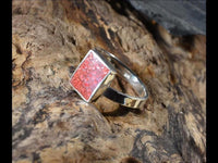 Cargar imagen en el visor de la galería, Ring 925 Silber Rechteck crushed Stein verstellbar
