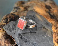 Cargar imagen en el visor de la galería, Ring 925 Silber Rechteck crushed Stein verstellbar
